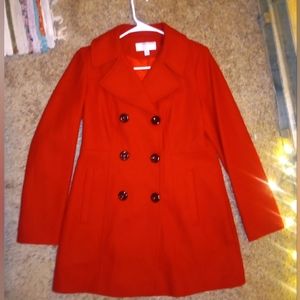 Anne Klein Red Double Breasted Button Women's (M) Peacoat